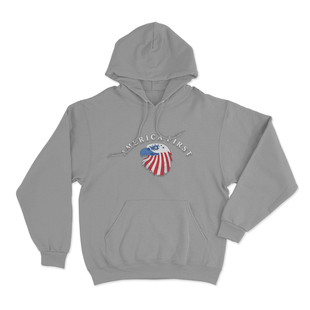 America First Eagle Unisex Hoodie Grey America First Eagle Unisex Hoodie Grey
