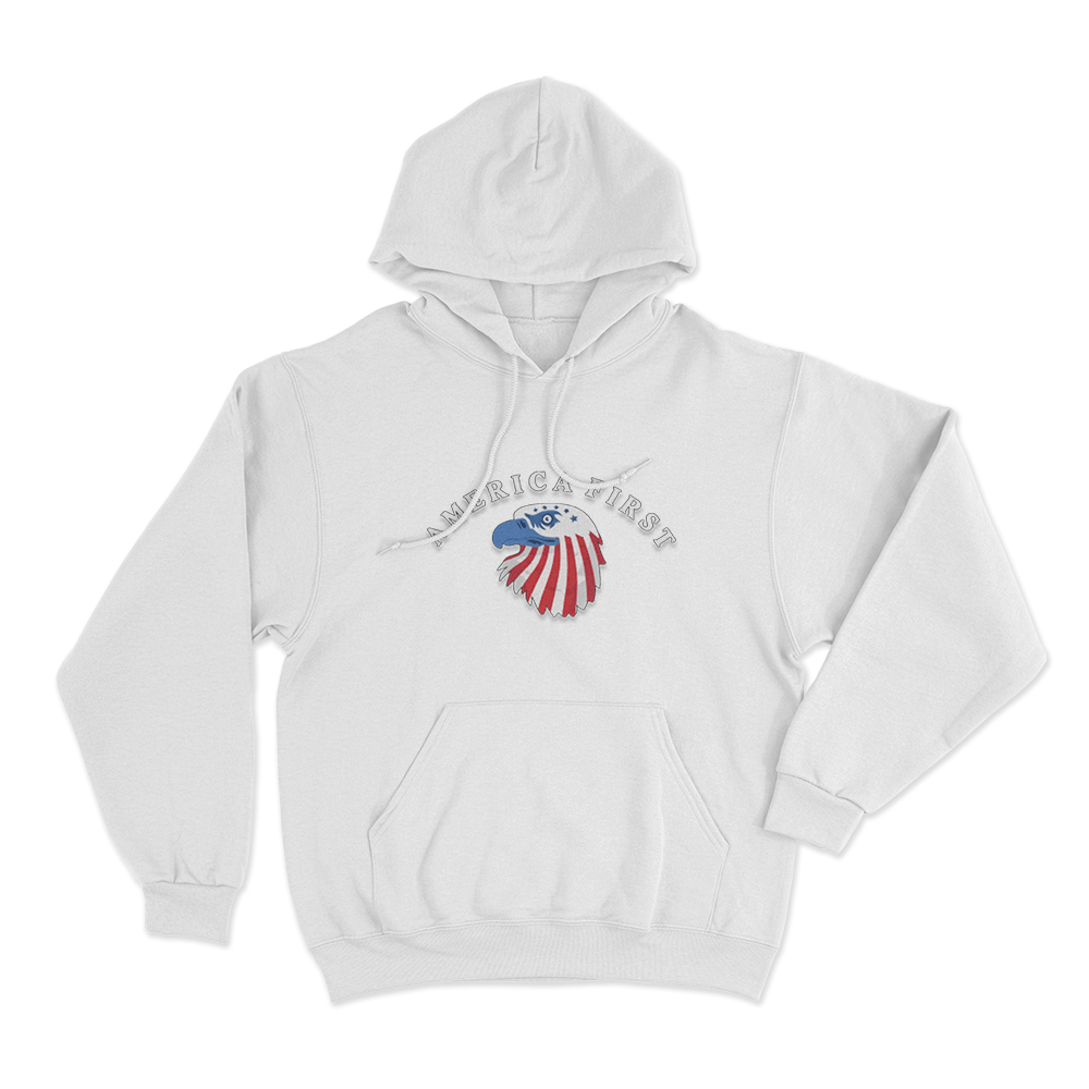 America First Eagle Unisex Hoodie White America First Eagle Unisex Hoodie White