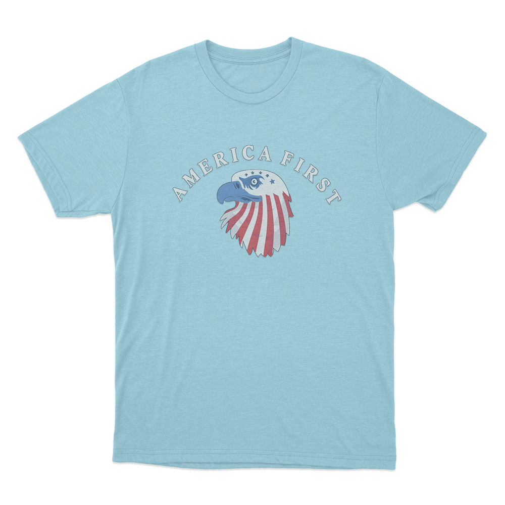 America First Eagle Unisex T Shirt Sky Blue America First Eagle Unisex T Shirt Sky Blue