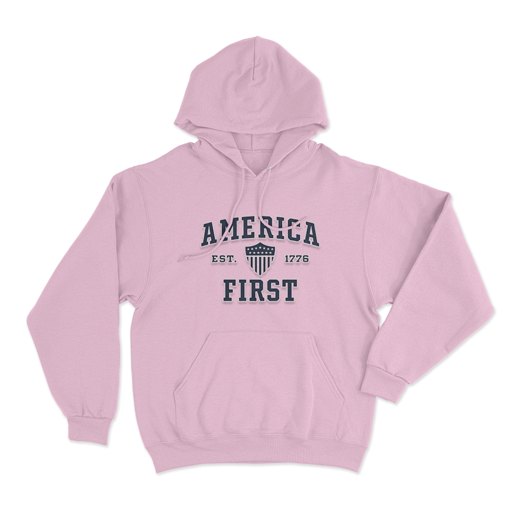 America First Est 1776 Unisex Hoodie Pink America First Est 1776 Unisex Hoodie Pink