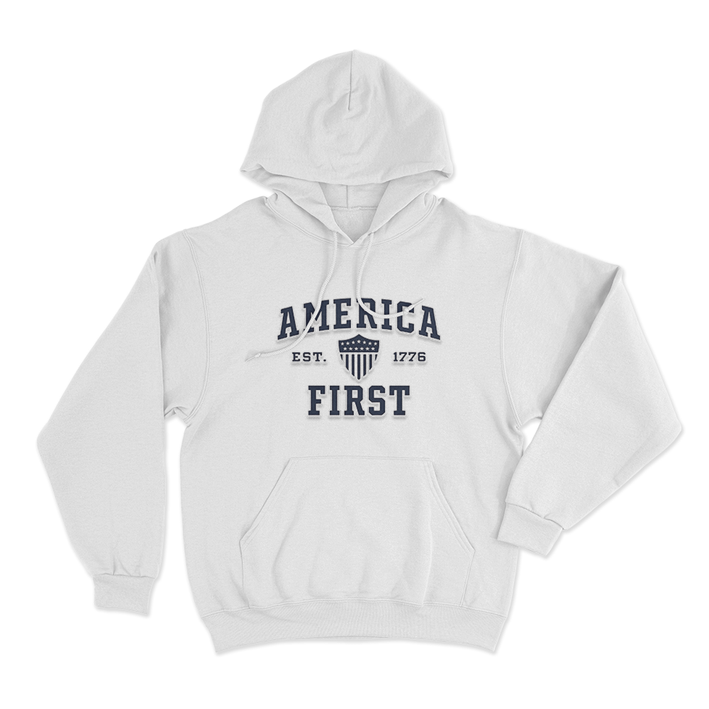 America First Est 1776 Unisex Hoodie White America First Est 1776 Unisex Hoodie White