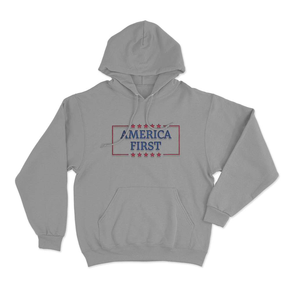 America First Stars Unisex Hoodie Grey America First Stars Unisex Hoodie Grey