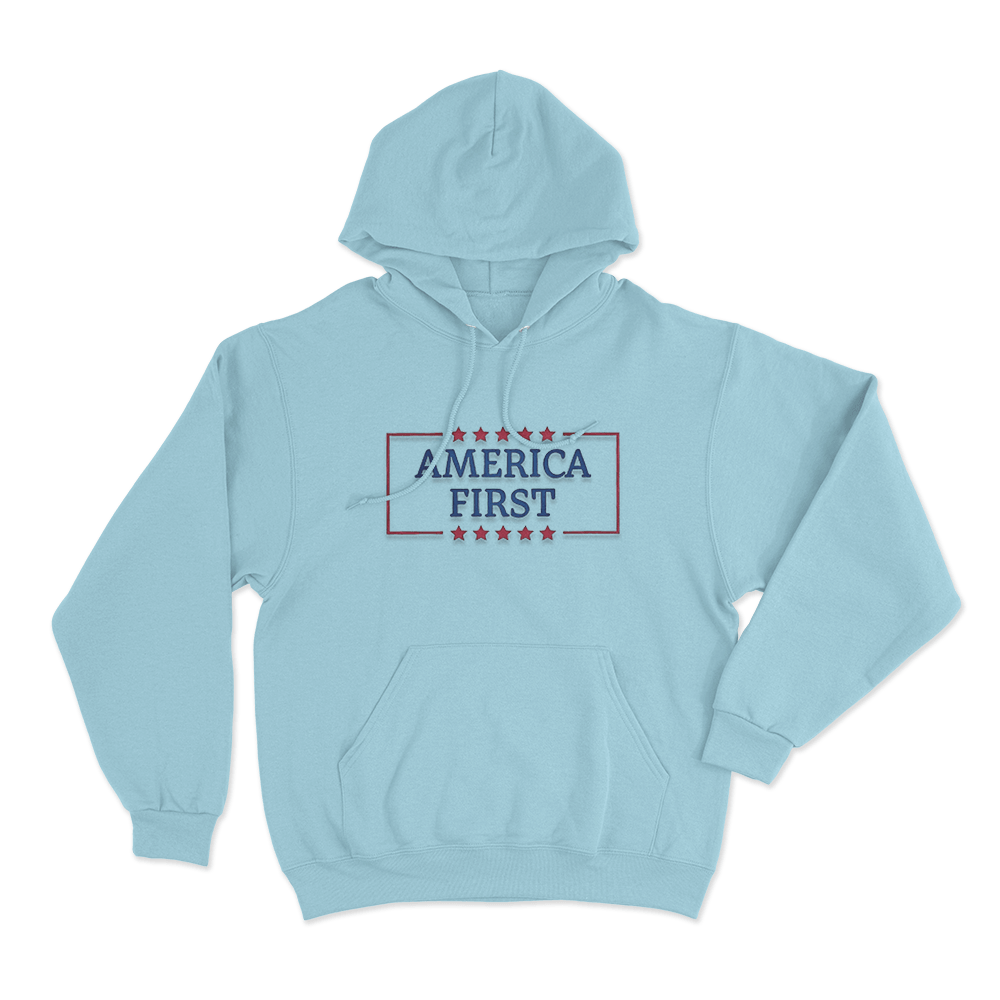 America First Stars Unisex Hoodie Sky Blue America First Stars Unisex Hoodie Sky Blue