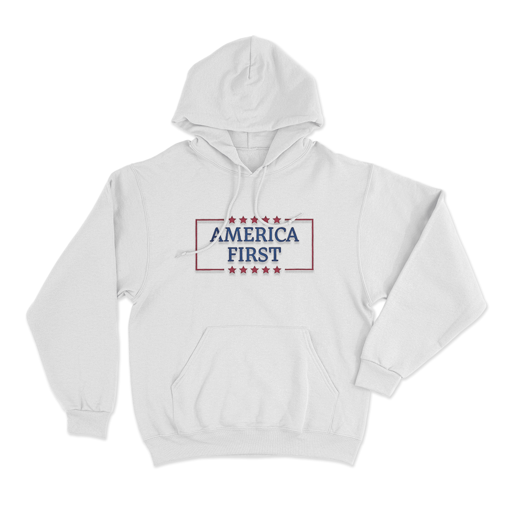 America First Stars Unisex Hoodie White America First Stars Unisex Hoodie White