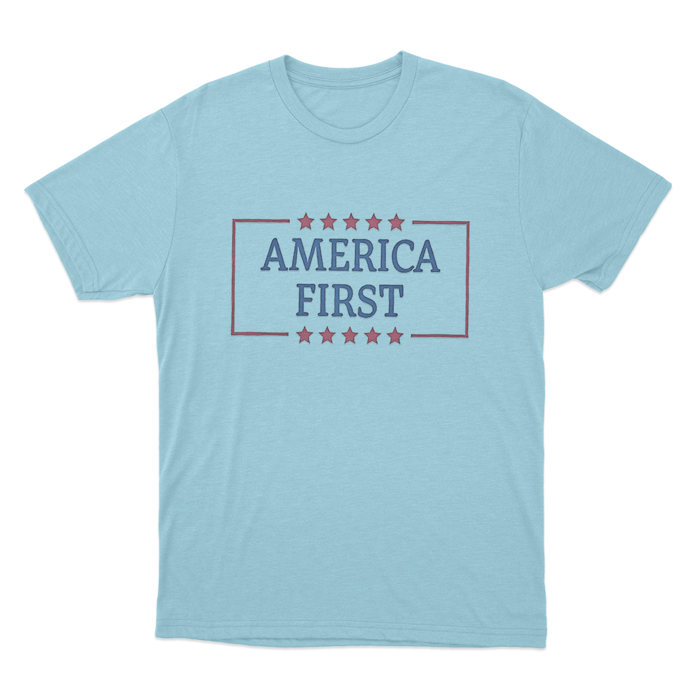 America First Stars Unisex T Shirt Sky Blue America First Stars Unisex T Shirt Sky Blue