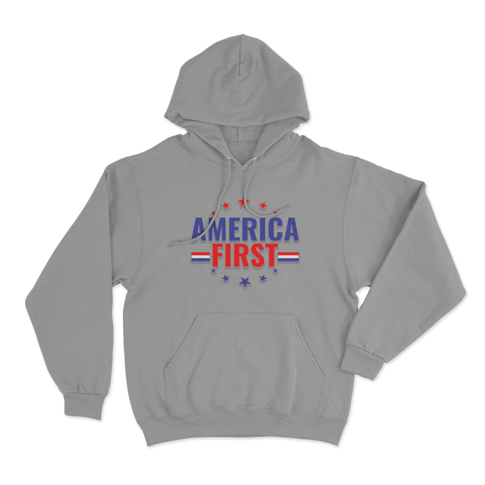 America First Unisex Hoodie Grey America First Unisex Hoodie Grey