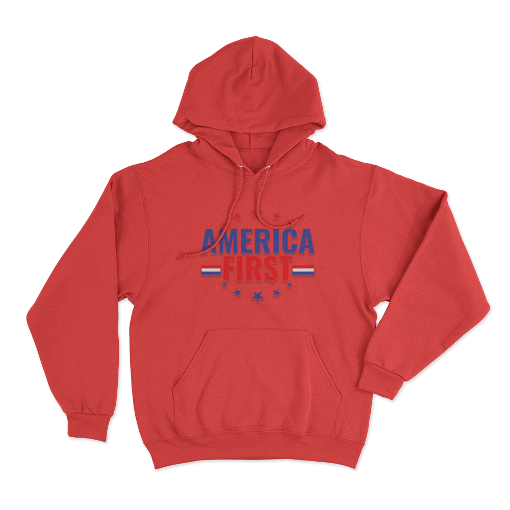 America First Unisex Hoodie Red America First Unisex Hoodie Red