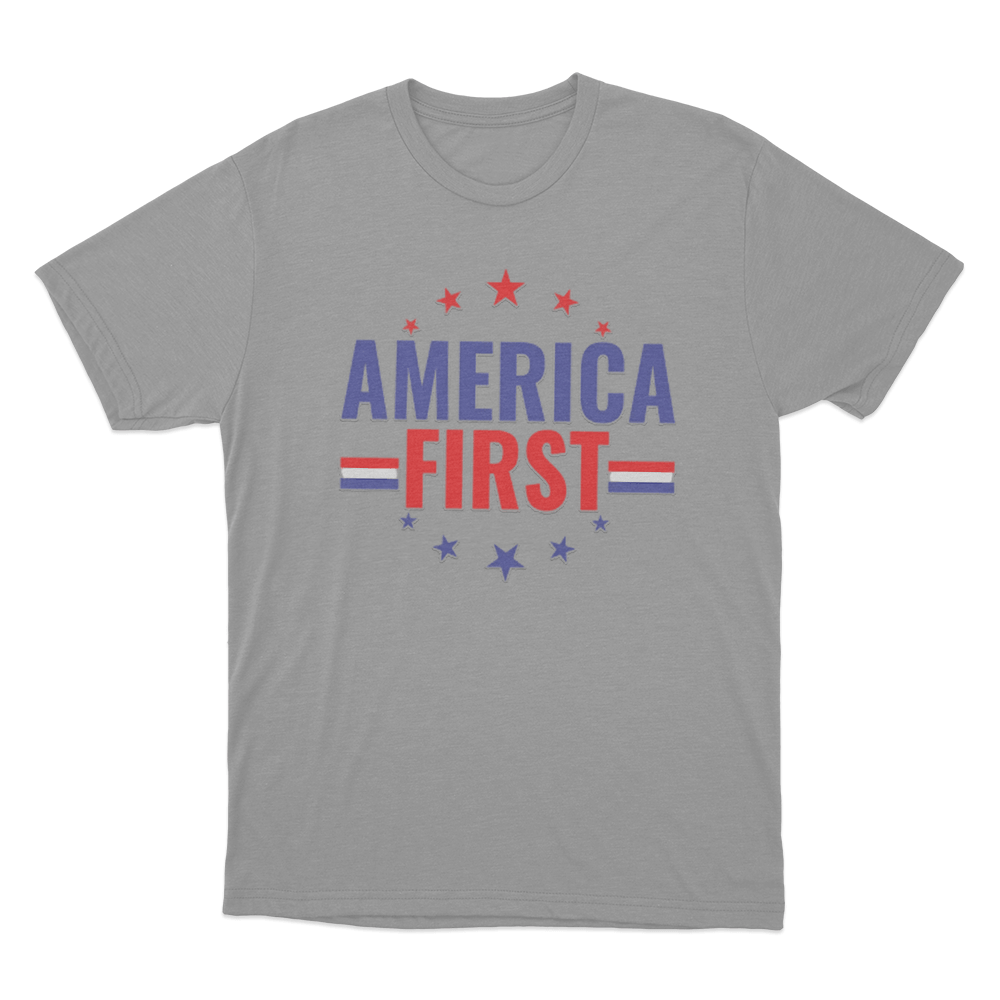 America First Unisex T Shirt Grey America First Unisex T Shirt Grey