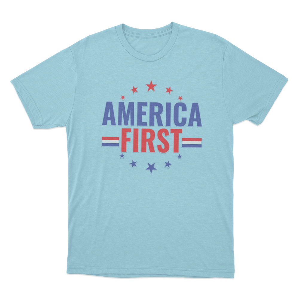 America First Unisex T Shirt Sky Blue America First Unisex T Shirt Sky Blue