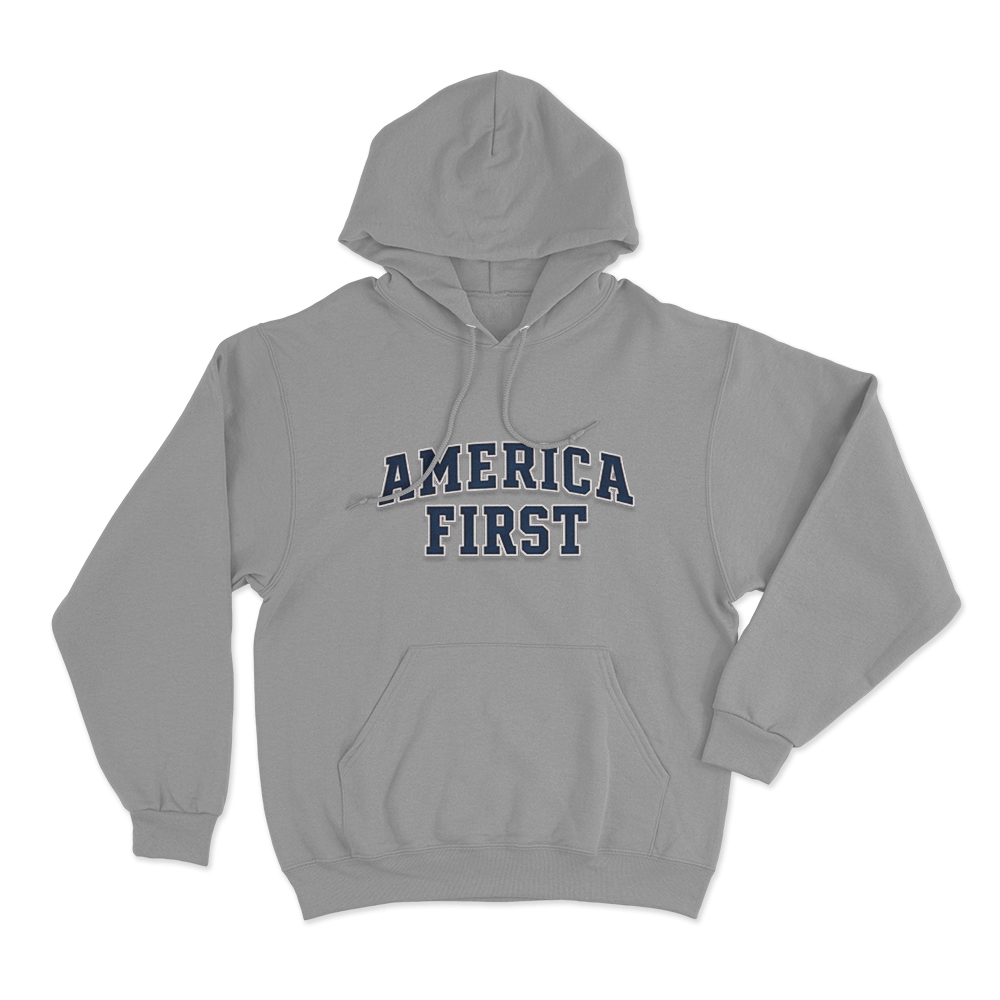 America First Varsity Unisex Hoodie Grey America First Varsity Unisex Hoodie Grey