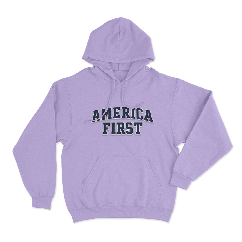 America First Varsity Unisex Hoodie Purple America First Varsity Unisex Hoodie Purple