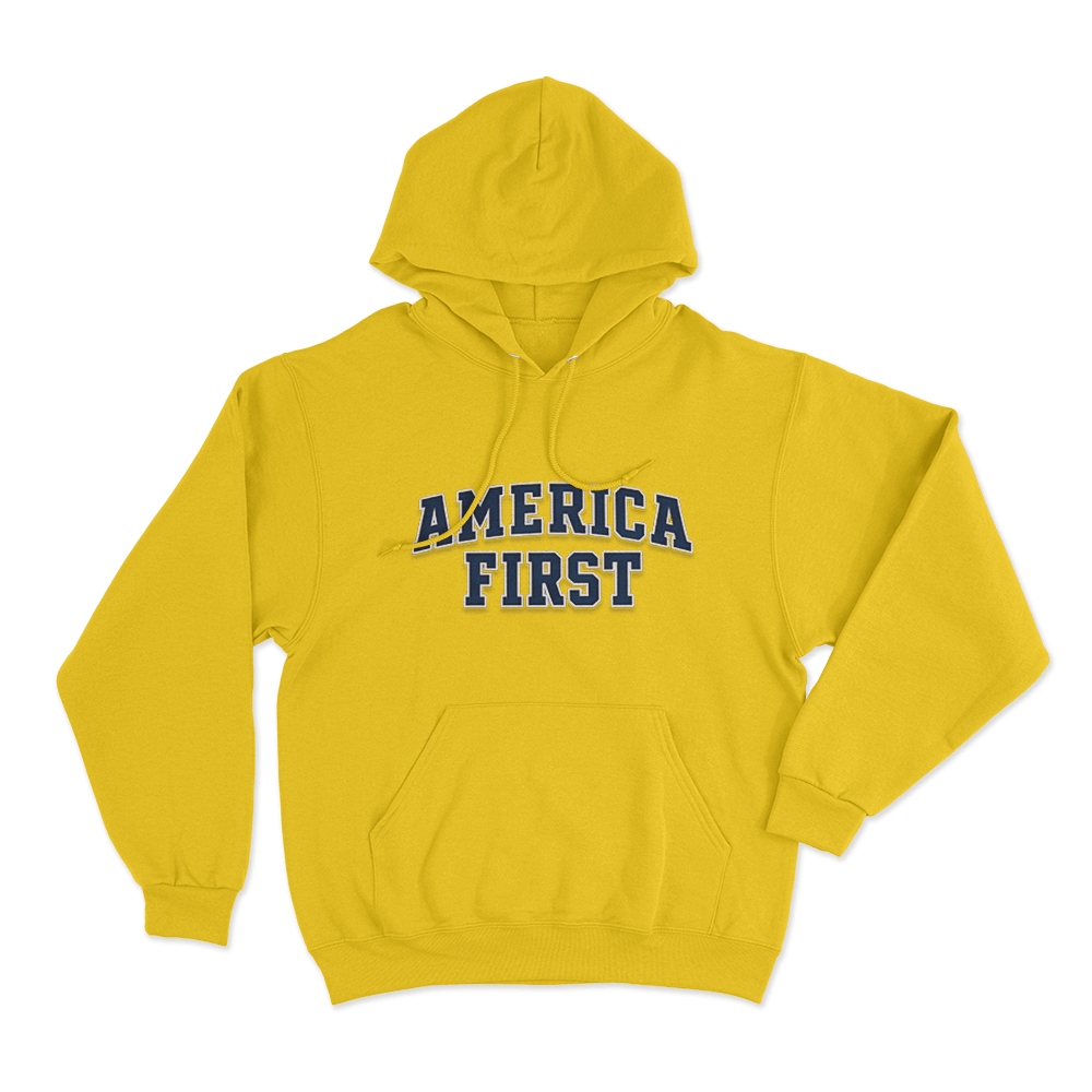 America First Varsity Unisex Hoodie Yellow America First Varsity Unisex Hoodie Yellow