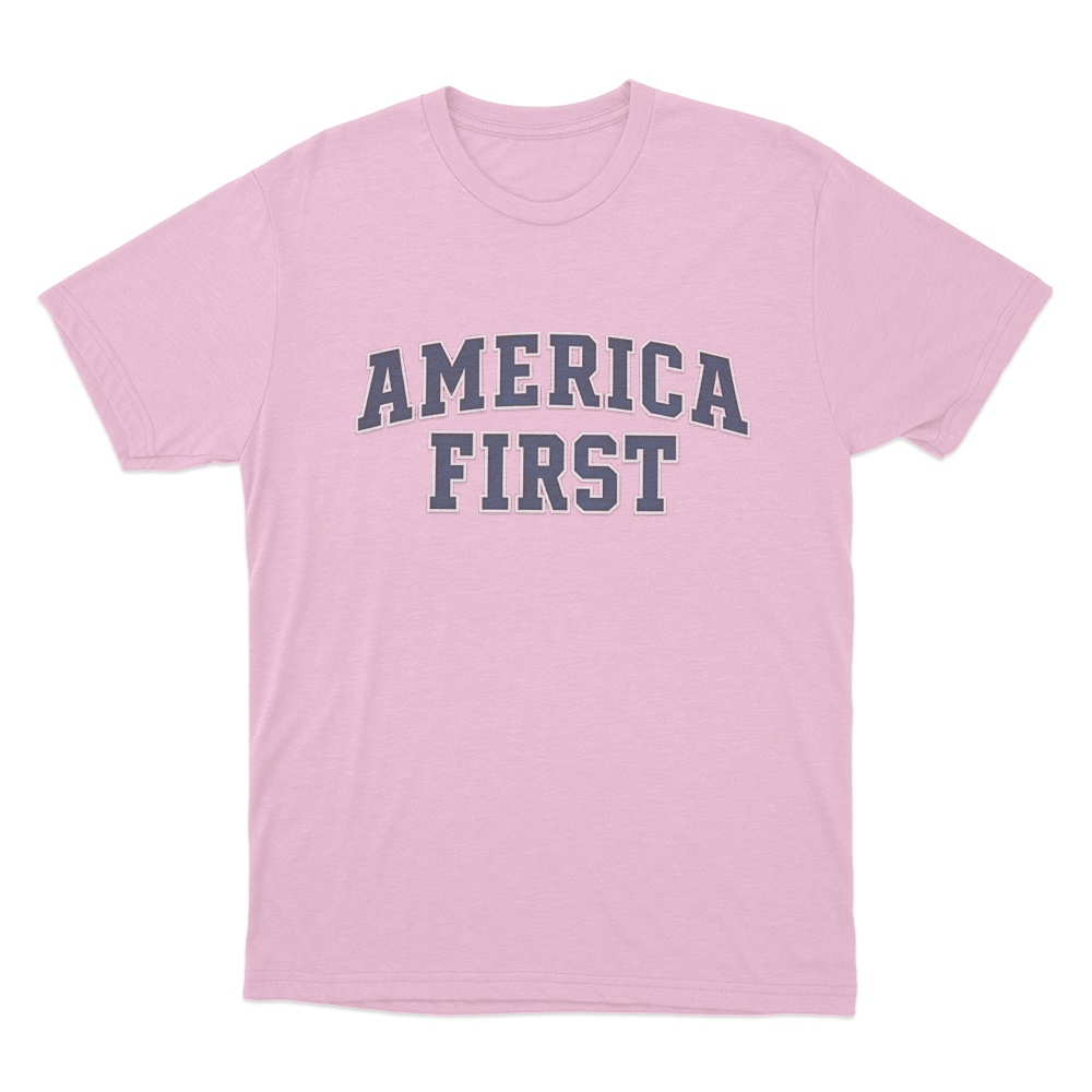 America First Varsity Unisex T Shirt Pink America First Varsity Unisex T Shirt Pink