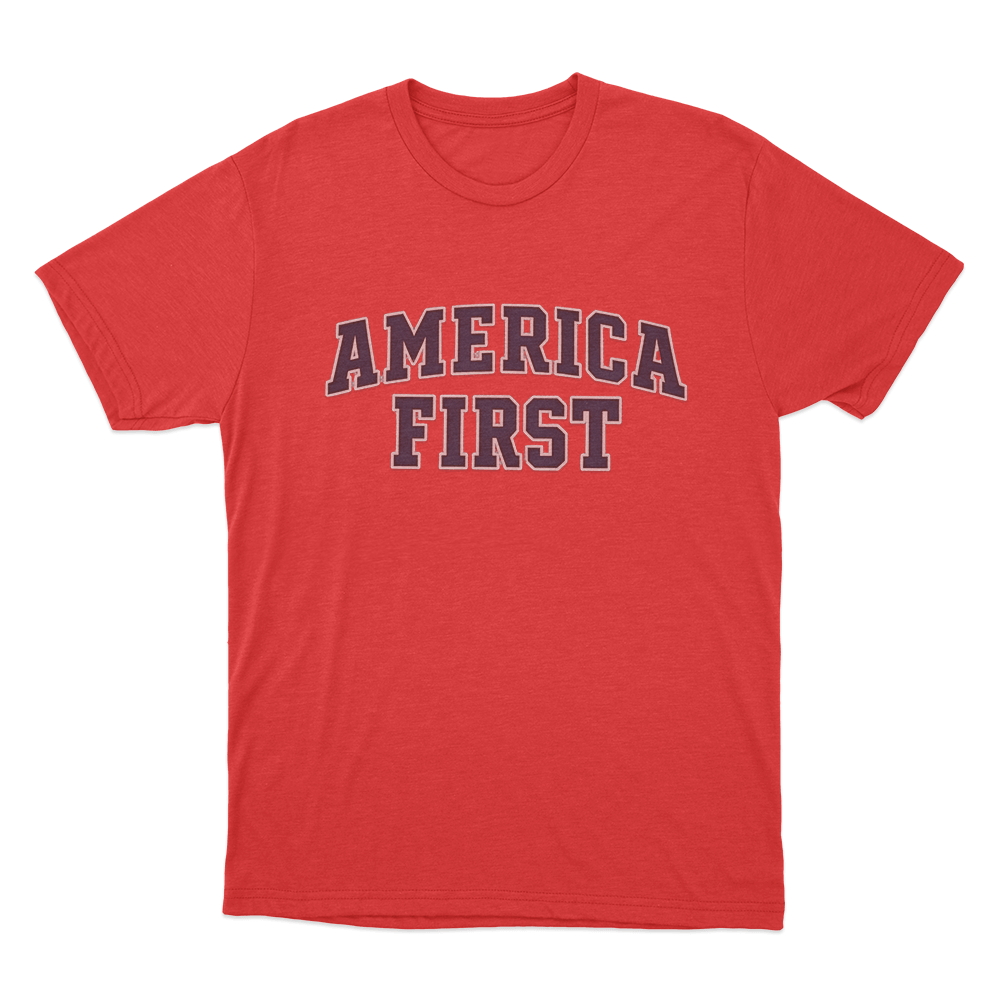America First Varsity Unisex T Shirt Red America First Varsity Unisex T Shirt Red