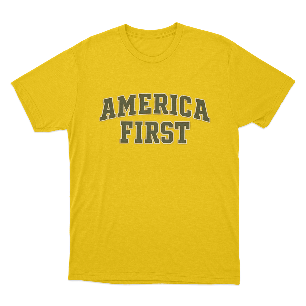 America First Varsity Unisex T Shirt Yellow America First Varsity Unisex T Shirt Yellow