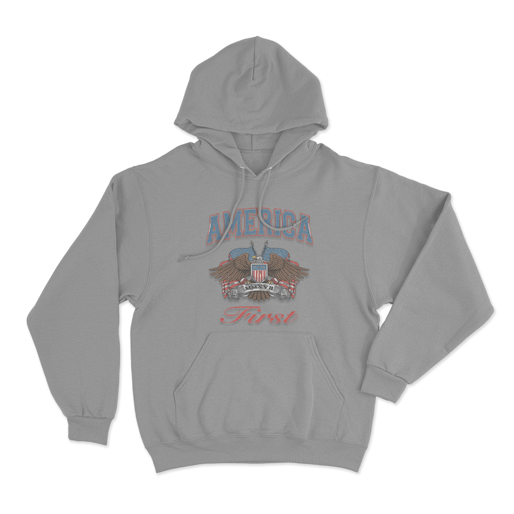 Eagle Emblem Unisex Hoodie Grey Eagle Emblem Unisex Hoodie Grey