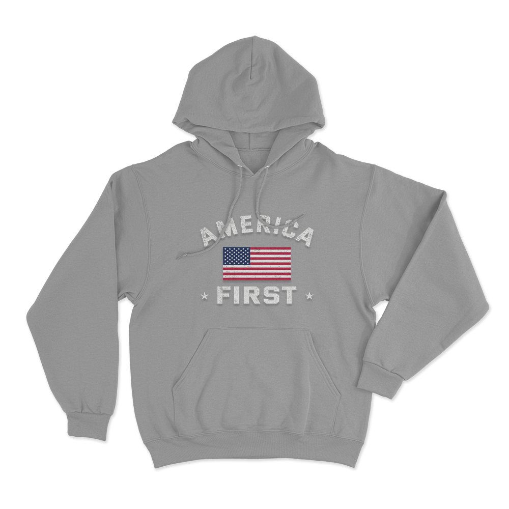 Vintage USA Flag Unisex Hoodie Grey Vintage USA Flag Unisex Hoodie Grey