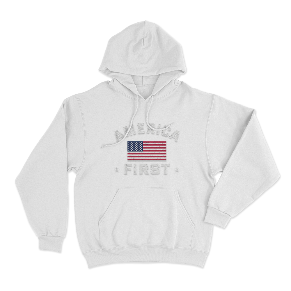 Vintage USA Flag Unisex Hoodie White Vintage USA Flag Unisex Hoodie White