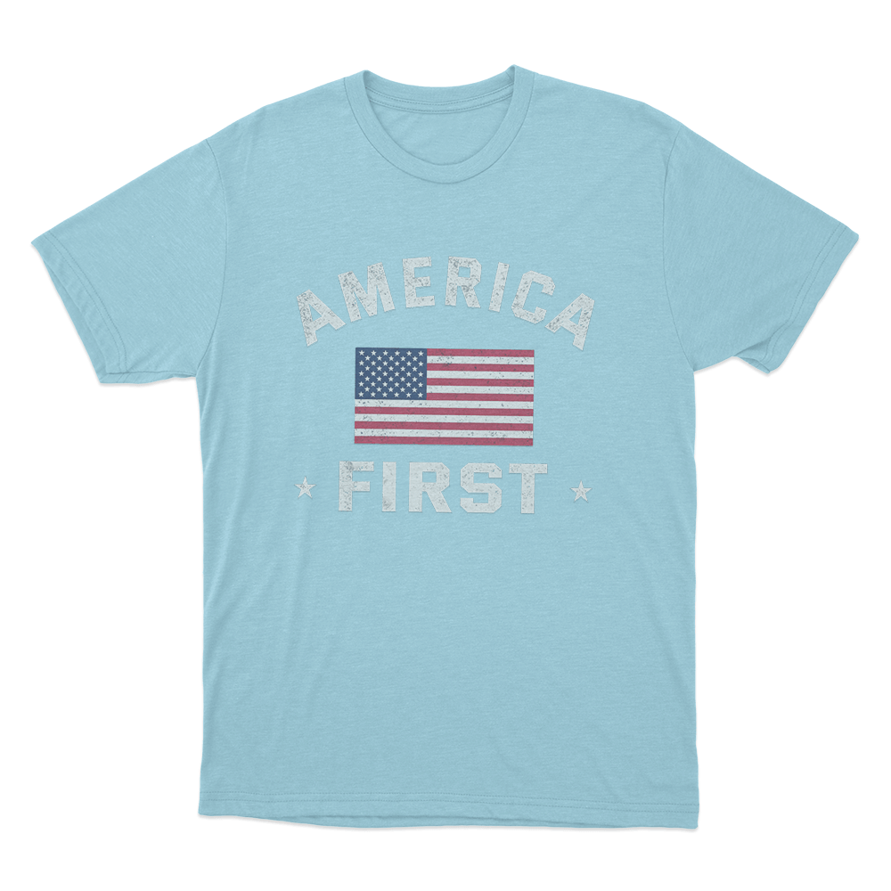 Vintage USA Flag Unisex T Shirt Sky Blue Vintage USA Flag Unisex T Shirt Sky Blue